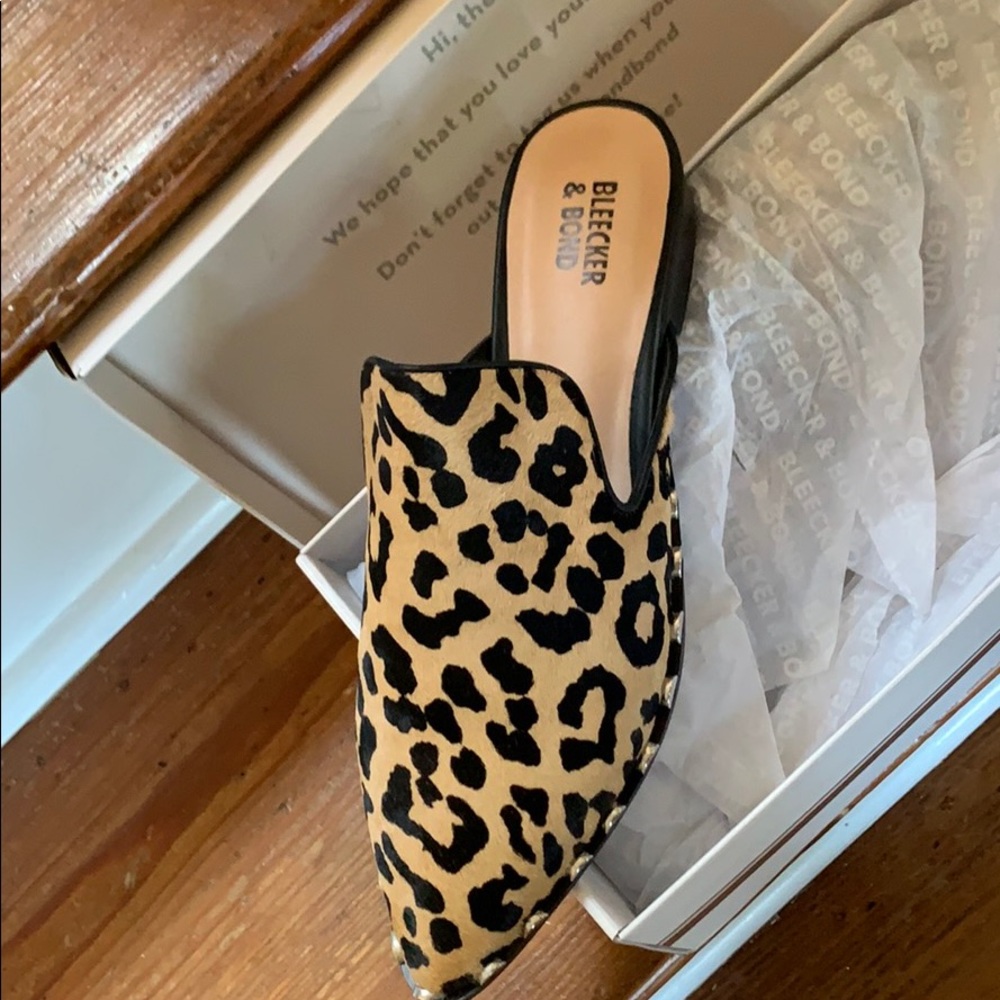 Flat leopard mule step in small heel brand new